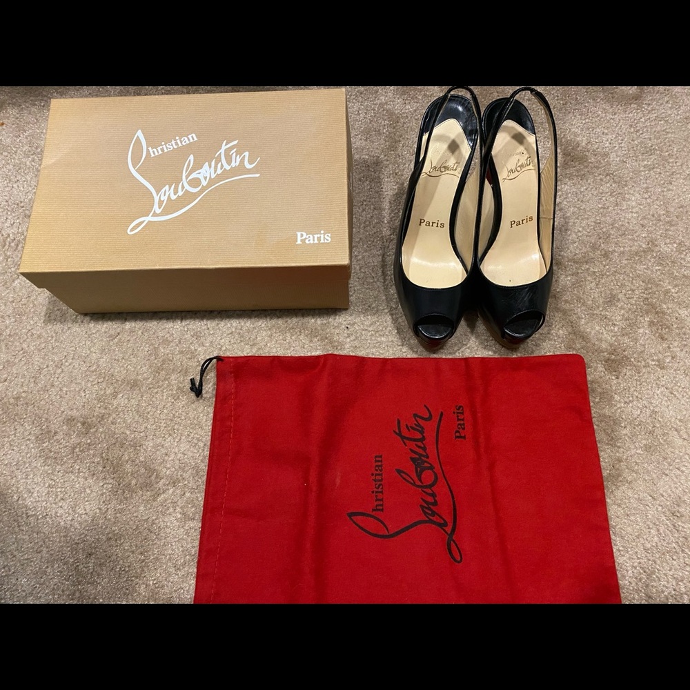 CHRISTIAN LOUBOUTIN OPEN TOE PLATFORM PUMPS/HEELS